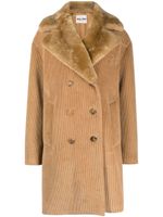 Miu Miu manteau à col en peau lainée - Marron