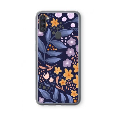 Flowers with blue leaves: Samsung Galaxy A11 Transparant Hoesje