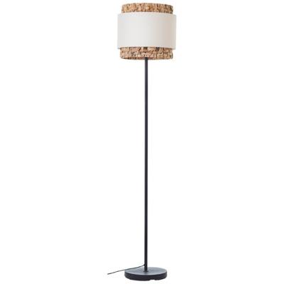 Brilliant VloerlampWaterlilly rotan met witte stof - 94552/09