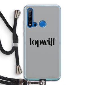 Topwijf Grijs Zwart: Huawei P20 Lite (2019) Transparant Hoesje met koord