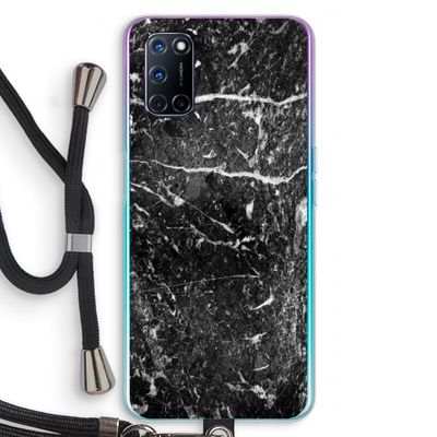 Zwart marmer: Oppo A92 Transparant Hoesje met koord