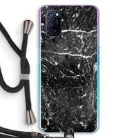 Zwart marmer: Oppo A92 Transparant Hoesje met koord