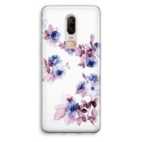 Waterverf bloemen: OnePlus 6 Transparant Hoesje