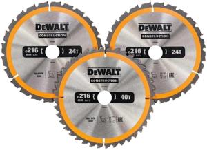 DeWALT DT1962 Cirkelzaagbladen Set 216mm (2X 24T 1X 40T)