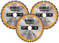 DeWALT DT1962 Cirkelzaagbladen Set 216mm (2X 24T 1X 40T)