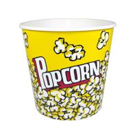 Popcorn bak - geel/wit - kunststof - D21 cm - 4.7 liter - herbruikbaar - thumbnail