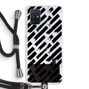 Zwarte vegen: Samsung Galaxy A71 Transparant Hoesje met koord