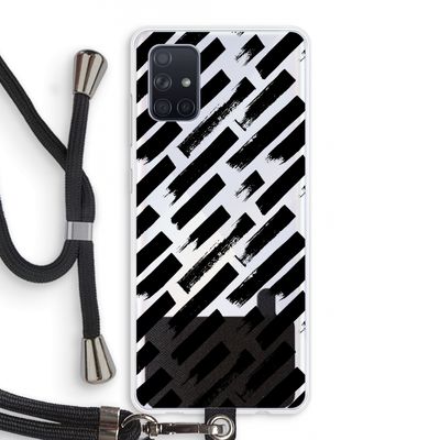 Zwarte vegen: Samsung Galaxy A71 Transparant Hoesje met koord
