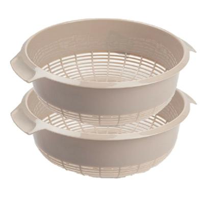 Plasticforte keuken vergiet - 2x stuks - taupe - 27 x 10 cm - kunststof - afgieten van groente