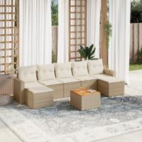 8-delige Loungeset met kussens poly rattan beige
