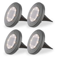Ellis 4x Solar Grondspot - 8 LEDs - 3000K warm wit - IP65 waterdicht - Zwart