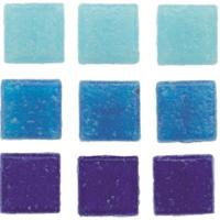 Glorex mozaiek steentjes/tegeltjes - starters pakket - vierkant - 60x stuks - blauw - 2 x 2 cm