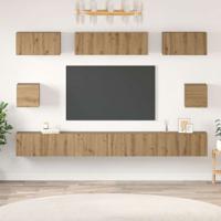 TV-kast set 8 pcs artisanaal eikenkleurig Bewerkt hout
