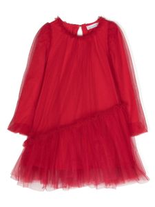 Monnalisa robe en tulle à manches longues - Rouge