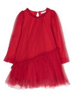 Monnalisa robe en tulle à manches longues - Rouge