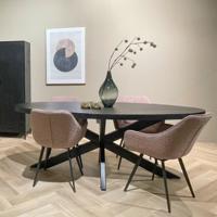 Livingfurn Ovale Eettafel 'Kala' Mangohout, 160 x 90cm, kleur zwart - thumbnail