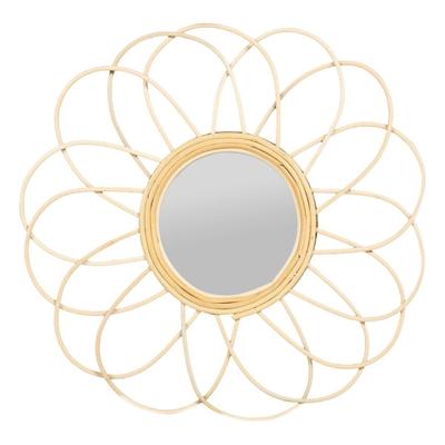 Wandspiegel Daisy - bloem - rotan - D38,5 cm - bohemian/boho spiegel