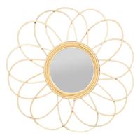 Wandspiegel Daisy - bloem - rotan - D38,5 cm - bohemian/boho spiegel