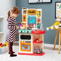 Kinderkeukenset met 65 Accessoires Kookspeelgoed met Gesimuleerde Stoom Kookset met Realistische Lichten en Geluiden voor Kinderen 3+