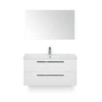 Seville Badmeubelset 100 cm - Wit Hoogglans - Keramische Wastafel Wit Enjoy - met Spiegel