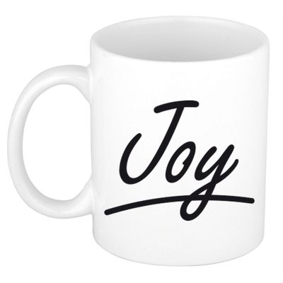 Naam cadeau mok / beker Joy met sierlijke letters 300 ml Naam cadeau mok / beker Joy met sierlijke letters 300 ml