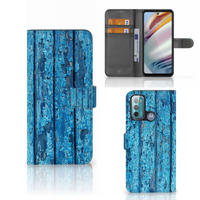 Motorola Moto G60 Book Style Case Wood Blue - thumbnail