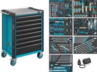 HAZET Gereedschapwagen - Assistent 179NX - assortiment 179NX-8/206 - 206-delig - Laden, ondiep: 7× 81 x 522 x 398 mm - Laden, diep: 1× 166 x 522 x 398