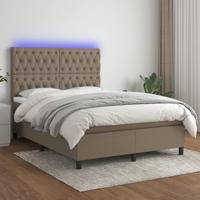 Boxspring met matras en LED stof taupe 140x190 cm