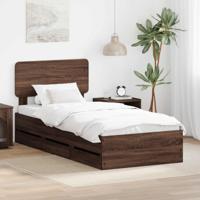 Bedframe met lade Bruine eik 90 x 190 cm Geconstrueerd hout