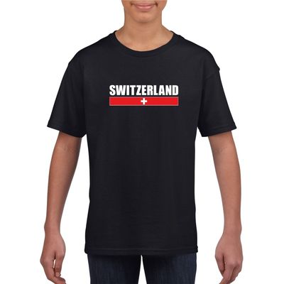 Zwart Zwitserland supporter t-shirt voor kinderen