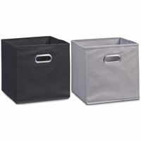 Set van 4x stuks opbergmanden/kastmanden 32 x 32 cm zwart en grijs