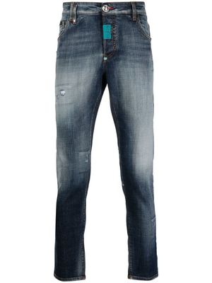 Philipp Plein jean skinny à effet délavé - Bleu