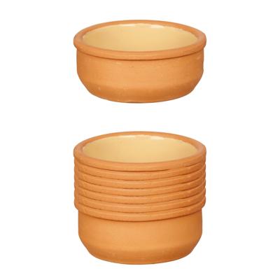 Tapas/creme brulee serveer schaaltjes - 12x - mini - terracotta/geel - 8 x 4 cm