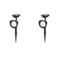 Zonne-energie LED Priklamp Set - 2 Stuks - 0.08W - Koud Wit 6500K - Zwart Kunststof