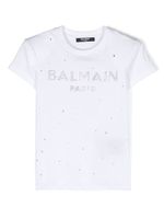 Balmain Kids t-shirt à logo strassé - Blanc - thumbnail