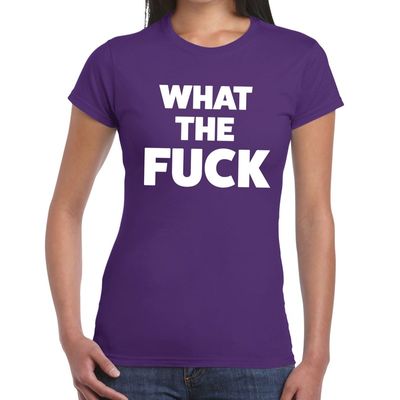 What the Fuck tekst t-shirt paars dames