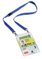 Badge Durable voor evenementen A6 met koord blauw - thumbnail