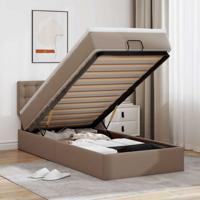ottomaanse bed met matras 100x200cm kunstleer cappuccinokleurig
