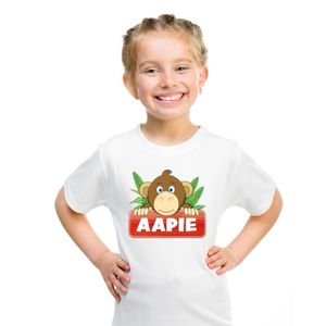 T-shirt wit voor kinderen met Aapie het aapje XL (158-164)  -