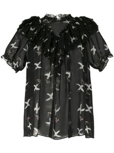 Macgraw blouse imprimée Migration Bird - Noir