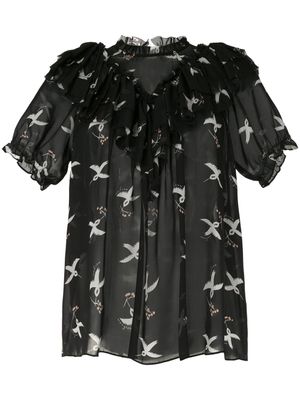 Macgraw blouse imprimée Migration Bird - Noir