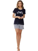 Dames shortama katoen - Blue Disco - Zomer pyjama