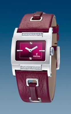 Horlogeband Festina F16325-2 Leder Bordeaux 24mm