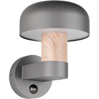 LED Buitenlamp Wandlamp met Bewegingssensor E27 - Hout/Grijs - IP54