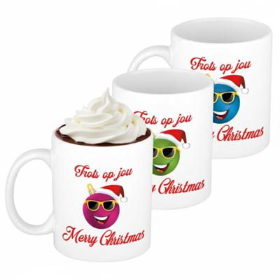 Kerst cadeau mokken - 6x - Trots op jou - werknemers - collega's - team - 300 ml - keramiek