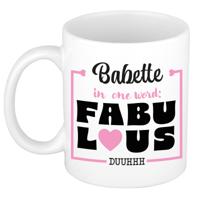 Naam mok Babette - wit - Fabulous - keramiek - 300 ml - cadeau collega beker