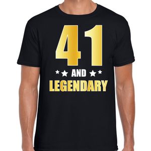 41 and legendary verjaardag cadeau t-shirt goud 41 jaar zwart voor heren