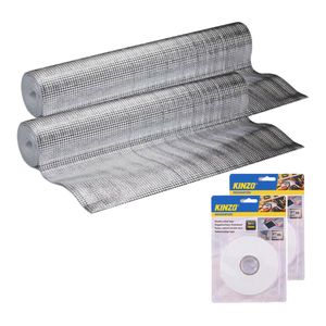 Radiatorfolie met bevestiging tape - 2x - 250 x 50 cm - aluminium - energiebesparende isolatiefolie