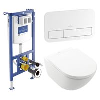 Villeroy & Boch Subway 3.0 Wandcloset Pack - zonder spoelrand - diepspoel - inbouwreservoir - twistflush - bedieningspaneel wit glans- zitting - wit alpin 92242700 / 92249068 / 4670TS01 - thumbnail