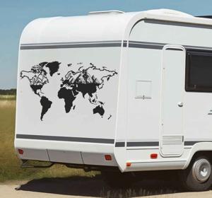 Wereldkaart camper decoratie sticker